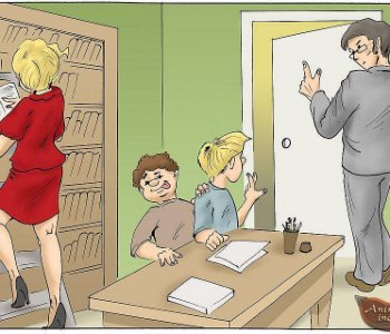 Dennis in library Porn Comics